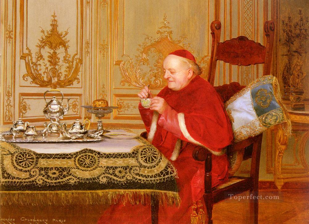 Teatime classicism anti clerical Georges Croegaert Oil Paintings